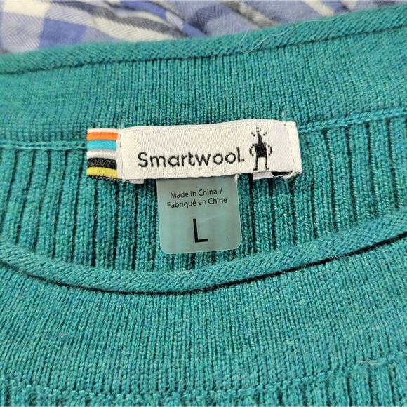 Smartwool Women’s Color Blocked Rib Sweater Green Teal Large - Picture 3 of 5